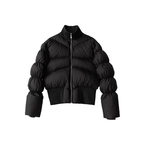 FRKM Однотонный Воротник-стойка Короткий Пуховик Унисекс Черный