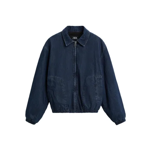 ZARA Темно-синий Мужские Джинсовые Куртки