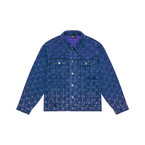 MLB New York Yankees Jacquard Dia Monogram 24FW Denim Jacket Unisex Indigo