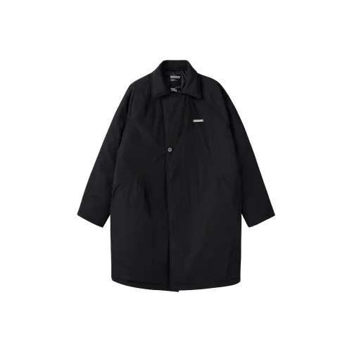 PCLP Однотонный Отложной воротник Свободный крой Утолщенный Длинный Пуховая куртка Унисекс Черный