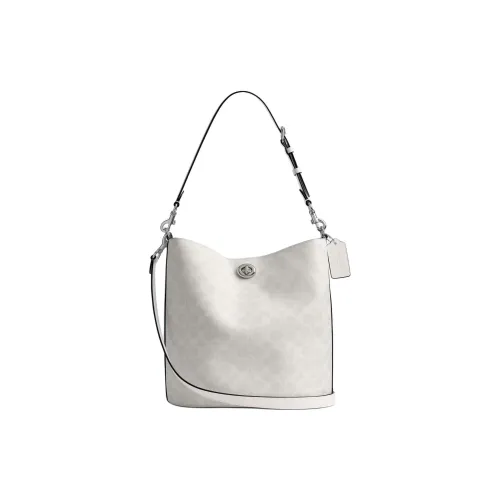 COACH Willow Покрытый холст Ведрообразная сумка Сумка через плечо Сумка Большая Женская Мел Белый