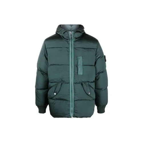 STONE ISLAND Зеленый Мужской Пуховик