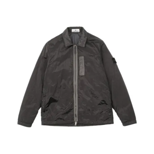 STONE ISLAND Хлопковый пуховик мужской угольно-серый