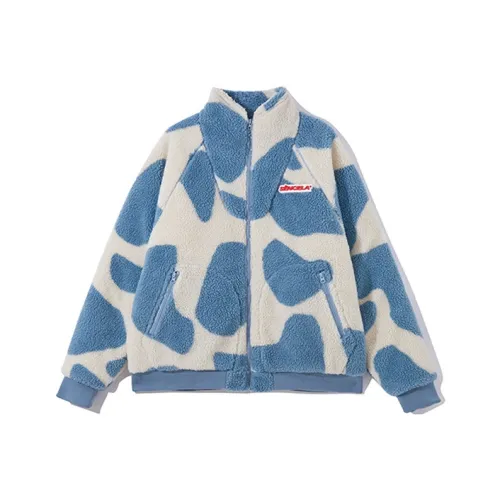 SENCE LA Loose Fit Утолщенный And Fleece-Lined Jacket Winter Unisex Blue White SENCE LA Свободный крой Утолщенный и с флисовой подкладкой Куртка Зимняя Унисекс Синие Белые