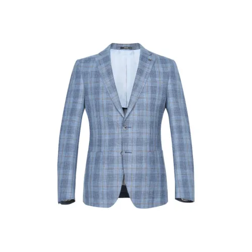 DIKENI Бизнес-костюм мужской синий смешанный клетка