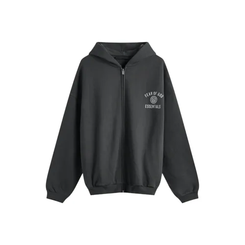 Fear Of God Essentials FW24 Heavy Fleece Full Zip Hoodie Толстовка Мужской Метеоритный Черный Черный