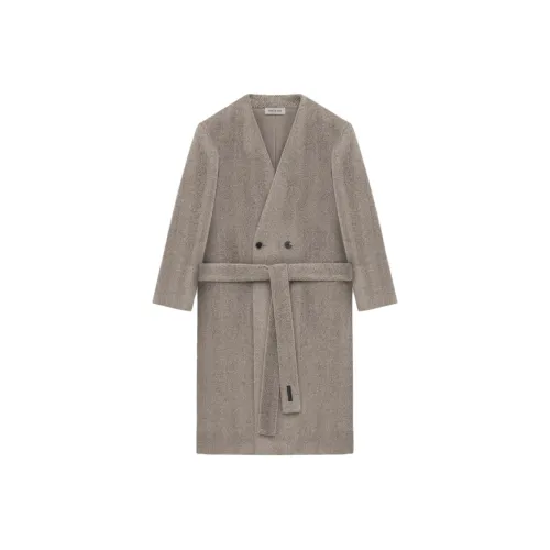 Fear Of God SS24 Season 8 Collection Chevron Brushed Wool Lapless Overcoat Coat Men's Dove Grey Fear Of God SS24 Сезон 8 Коллекция Chevron Брушированная Шерсть Без Кройки Пальто Мужской Dove Серый