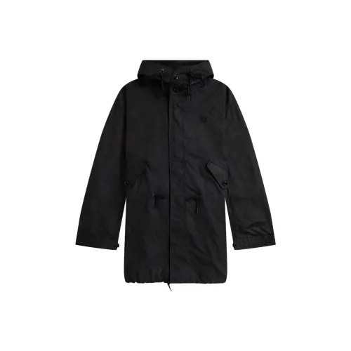 FRED PERRY Восковая обработка хлопок Парка Пальто Мужской Черный