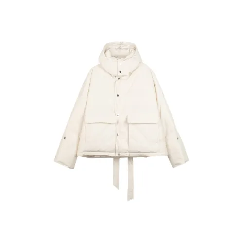 CROQUIS Однотонный С капюшоном Свободный крой Утолщенный Короткий Пуховик Унисекс