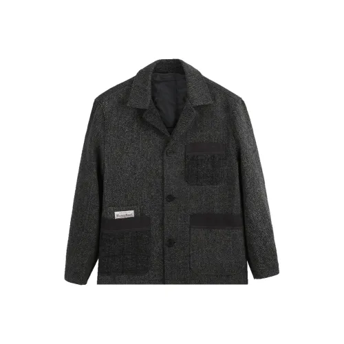 Teenie Weenie Men Серый Harris Tweed Rough Вереск Ткань Унисекс Пальто