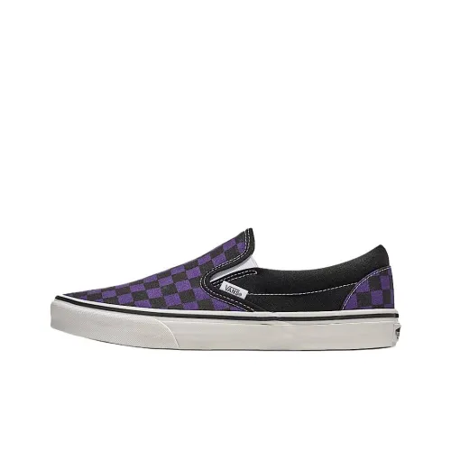 Vans CLASSIC Slip-On Low Top Скейтборд Кроссовки Унисекс Черный Фиолетовый