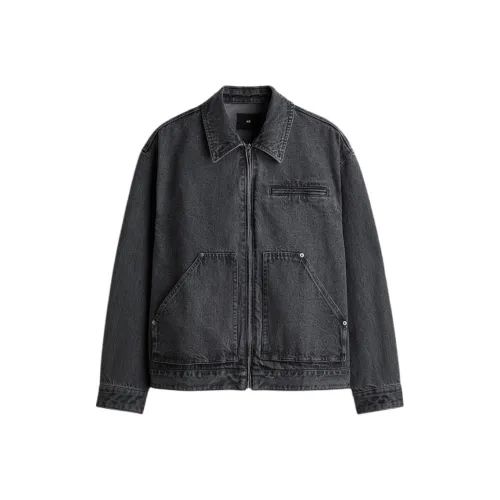 H&M Темно-джинсовый серый Мужской Джинсовые куртки