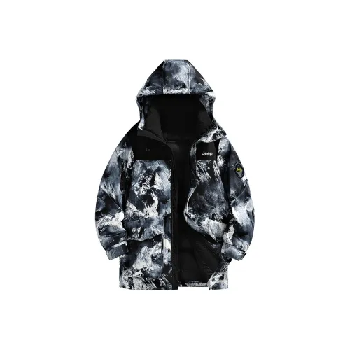 JEEP Термическое Хранение Логотип Рука Значок На открытом воздухе Рабочий стиль Большой карман С капюшоном MID Длина Пуховая куртка Унисекс