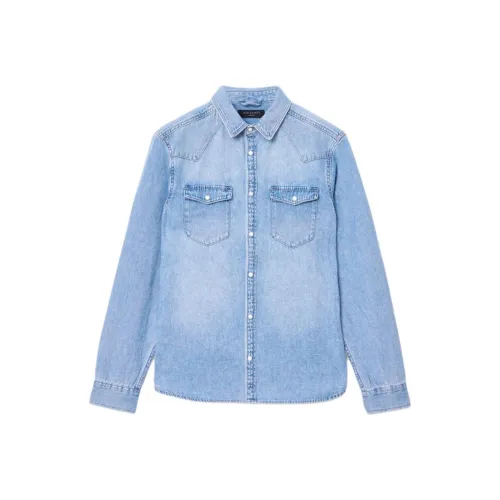 ALLSAINTS Рубашка Мужская Светлая Индиго