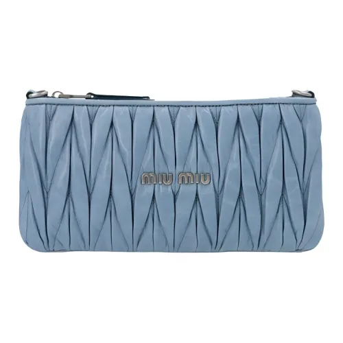 MIU MIU Matelassé Блестящий Кожа Сумка через плечо Сумка на плечо Женская Синяя