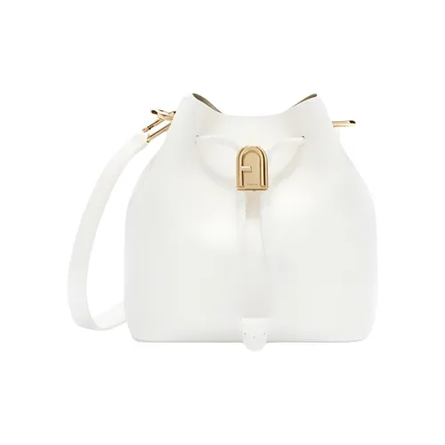 Furla Коровья кожа Ведрообразная сумка Сумка через плечо Мини Женская Белая