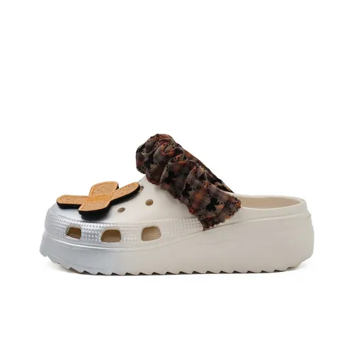 OUBT Add или Subtract Полоска Aids Обернутый с тканевым полотенцем сабо унисекс градиентный бежевый серебристый