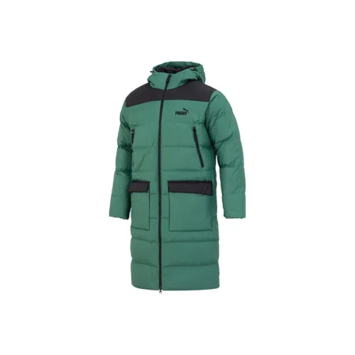 PUMA С капюшоном Облегающий Длинный рукав Пуховик Мужской Зеленый