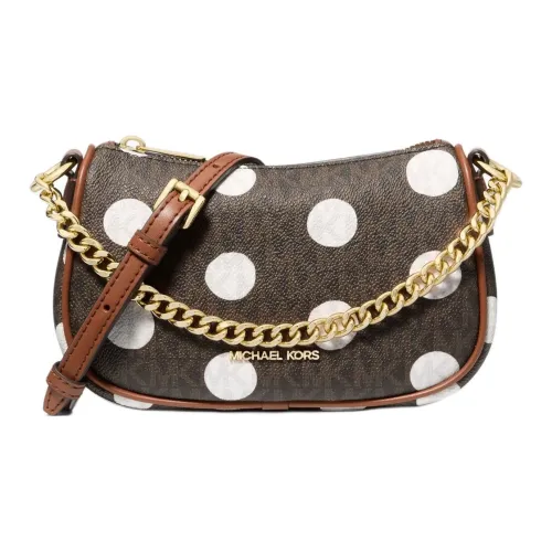 MICHAEL KORS CARMELA Artificial Leather Portable Crossbody Bag Shoulder Bag Small Women's Dark Brown White MICHAEL KORS CARMELA Искусственная кожа Портативная сумка через плечо плечевая сумка маленькая женская темно-коричневая и белая