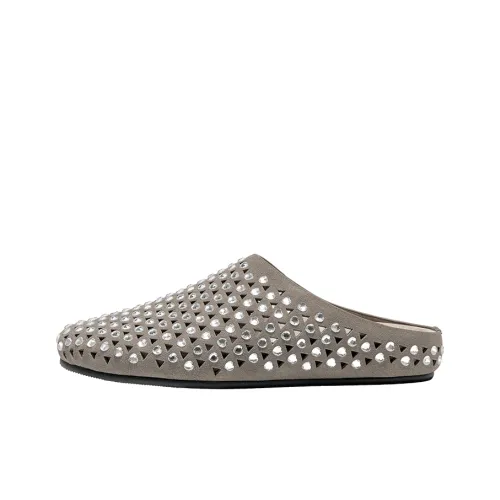 LOMOQUEEN Резиновая подошва Домашние тапочки Женские Серо-абрикосовый