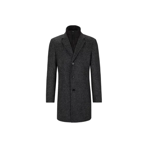 Hugo Boss Slim Fit Пальто с узором внутренний слой пальто мужской серый