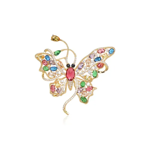 Фиолетовые синтетические кубические циркониевые брошки женские