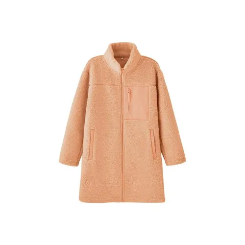 MUJI Бархат Feel Пальто Унисекс Дымчатый Розовый