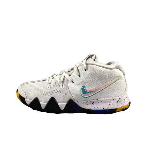 Nike Kyrie 4 Slip-Resistant Abrasion-Resistant MID Топ Детские Баскетбольные Кроссовки Белый Детский Возраст 3-7 Лет