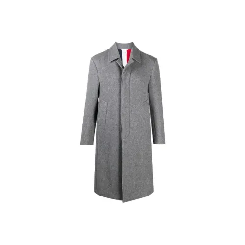 THOM BROWNE Men's Medium Gray Coat THOM BROWNE Мужское Среднее Серое Пальто