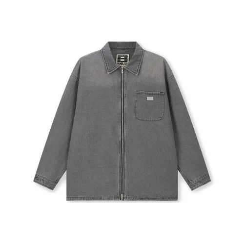 BONELESS Cut Denim Jacket Unisex Dark Gray