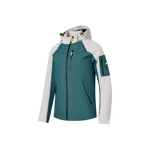 QIAODAN Ветрозащитный Дышащий And Быстросохнущий Ветровка Мужской Aden Зеленый Дымчатый белый