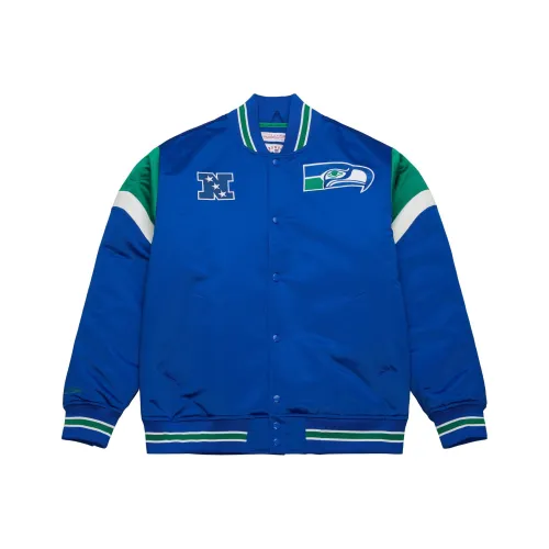 MITCHELL NESS Тяжелый сатиновый куртка Seattle Seahawks мужская синяя
