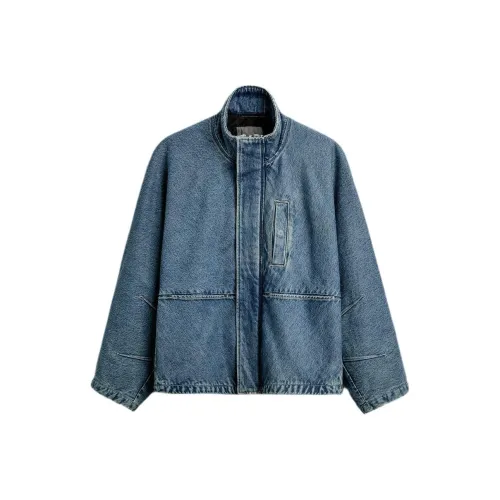 ZARA Джинсовые куртки среднего синего цвета для мужчин