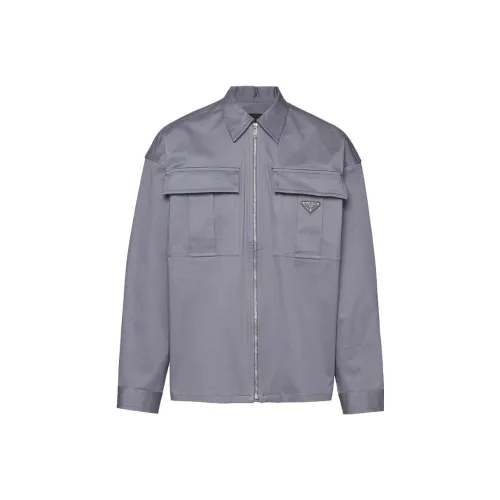 PRADA Мужские куртки железно-серого цвета