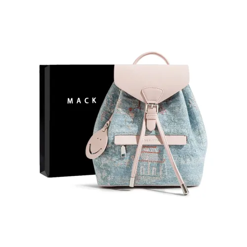 MACKJANICE Полиуретан Рюкзак Женские Синий и Белый Вышитый Розовый