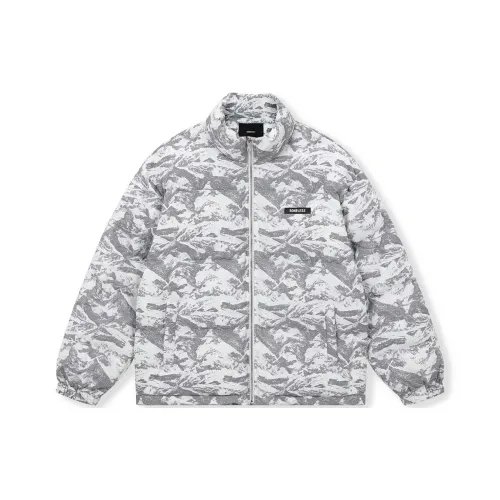 BONELESS Camouflage Stand Collar Loose Fit Moderate Пуховая куртка Unisex Light Серый Белый