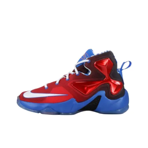 Nike Lebron 13 противоскользящие устойчивые к истиранию высокие кроссовки для детей баскетбольные кроссовки красного цвета для подростков