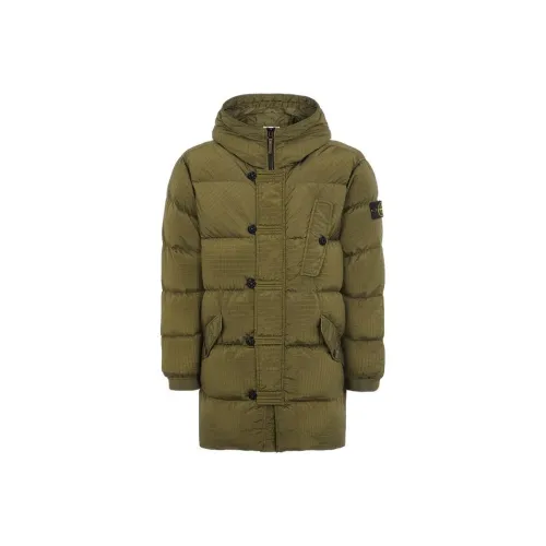 STONE ISLAND Пуховик Мужской Оливково-зеленый