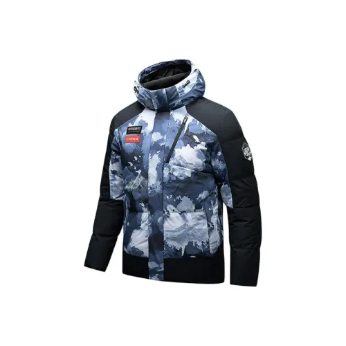 ANTA Variety Тренировки Коллекция Пуховик Мужской Old Wall Серый С принтом по всей поверхности Основной черный