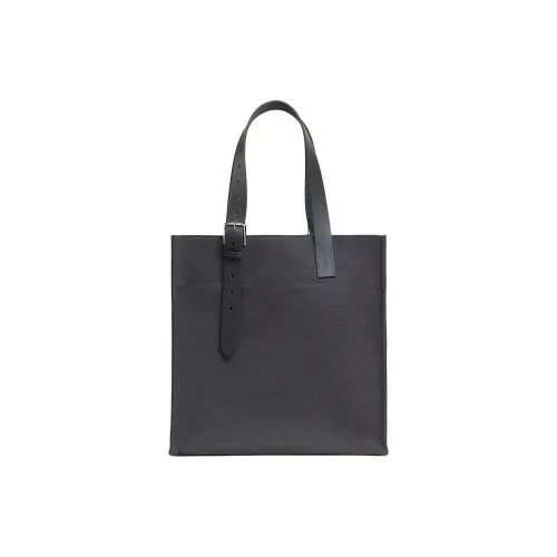 HERMES Etriviere Goeland Холст And Hunter Коровья кожа Тоут Сумка Сумка для покупок Сумка через плечо Женская Дымчато-серый