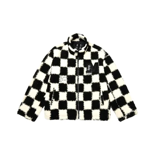 MEDM FW21 Клетка Ромб Воротник-стойка Свободный крой Утолщенный Пух Унисекс Черный