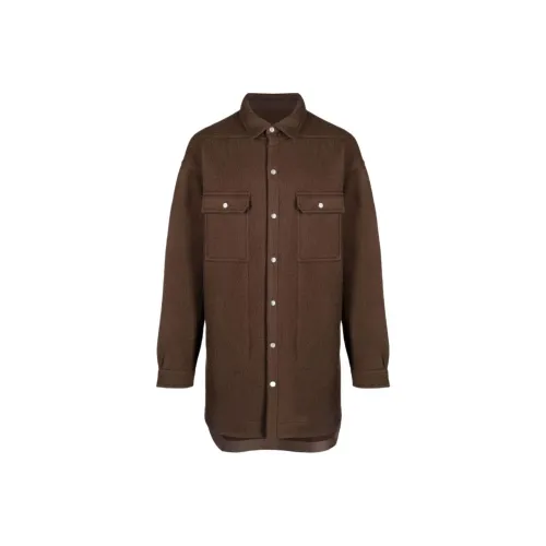 RICK OWENS совместный бренд RO LUXOR OVERSIZED Внешняя рубашка Двойной кашемир Пальто Мужской Коричневый