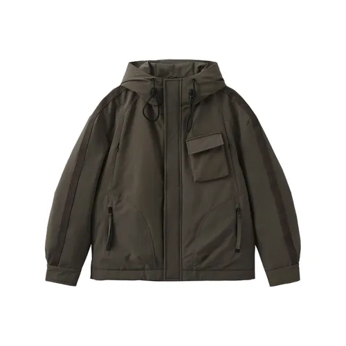 ZUO Пуховик Мужской Зеленый Серый