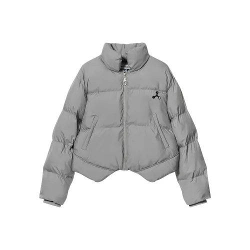 BLINDNOPLAN Однотонный Воротник-стойка Утолщенный Короткий Пуховик Унисекс Серый