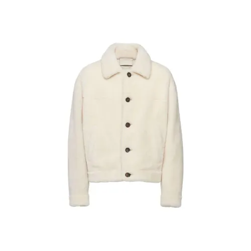 PRADA Velvet Feel Coat Men's Light Beige