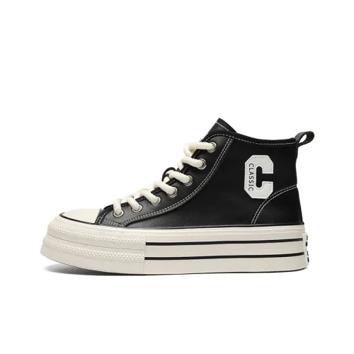 ZHR Свежий Холст Износостойкий и Легкий Высокий Топ Скейтборд Кроссовки Женские Черные