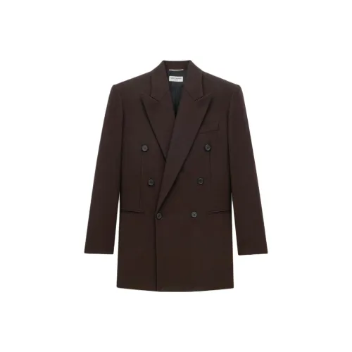 SAINT LAURENT FW24 Куртки и пальто Мужской Черный Кофейный