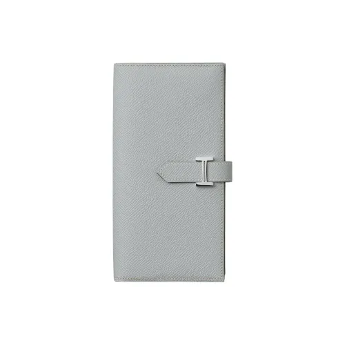 HERMES Bearn Epsom Телячья кожа Кошелек Женские 8U BLEU Ледниково-голубой