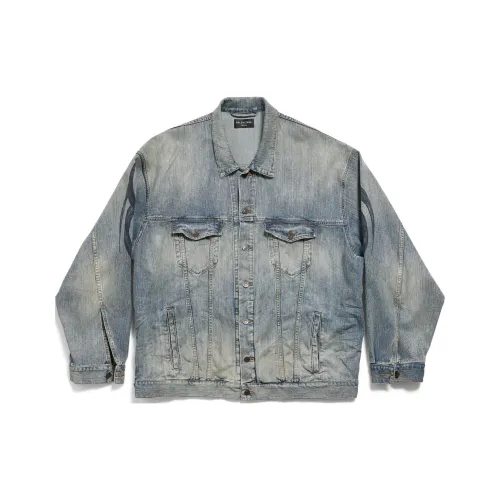 Balenciaga FW24 Denim Jacket Loose Fit Men's Light Blue