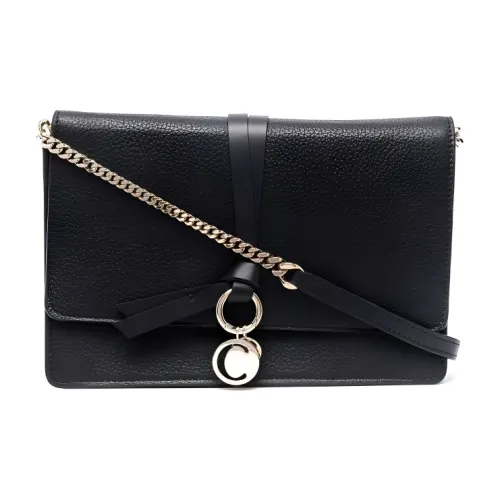 Chloe Галька Текстурированная Телячья Кожа Сумка через плечо Женская Черная